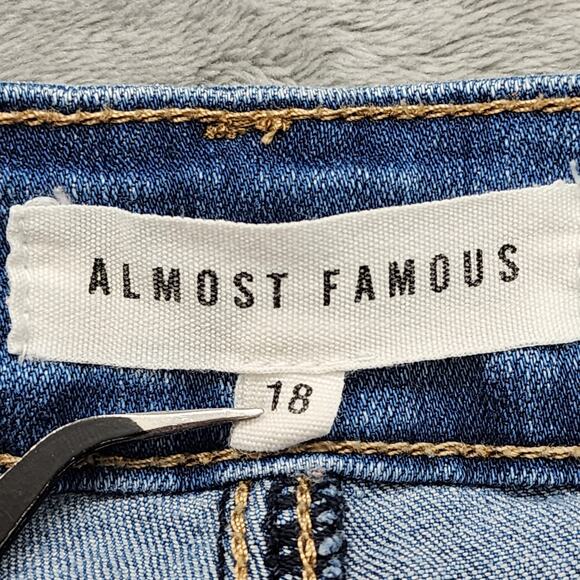 Almost Famous Jeans Womens 18 Blue Ripped Distressed High Rise Skinny Ankle - Picture 6 of 13